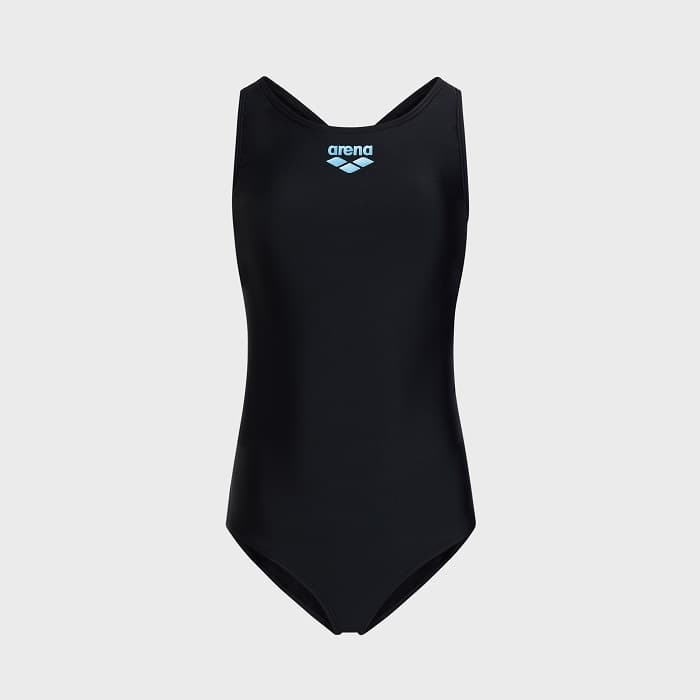 Black arena competitive swimsuit ghost mannequin